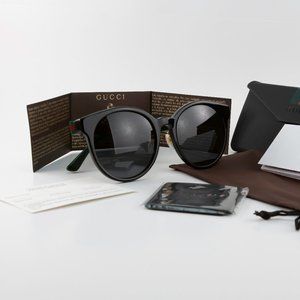Women's Gucci Sunglasses GG0416SK 002 55 Black Gray Round